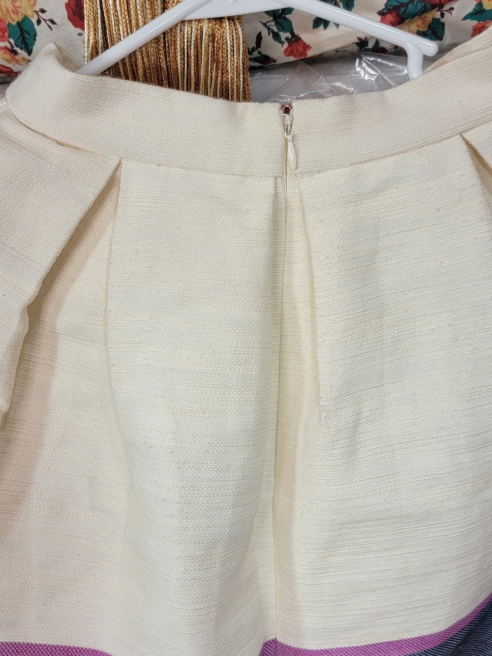 Hutch Anthropologie Varsity Striped Cream Midi Skirt with Coral - Picture 5 of 9